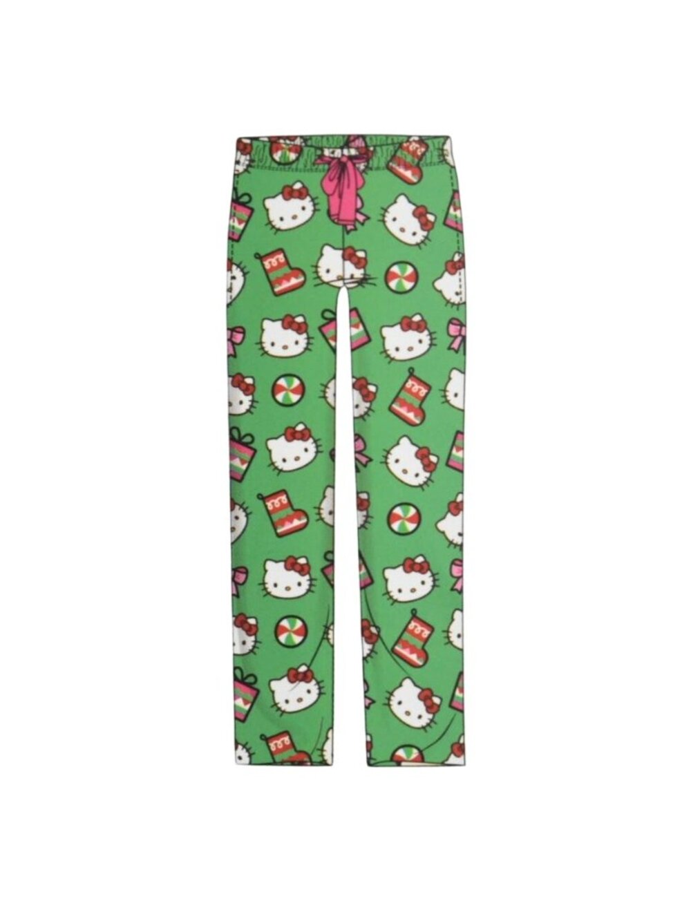 Hello Kitty Ladies Sleep Pants Medium Green Christmas Print Womens Pajama